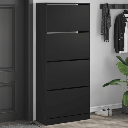 vidaXL Mueble zapatero con 4 cajones abatibles negro 80x34x187,5 cm