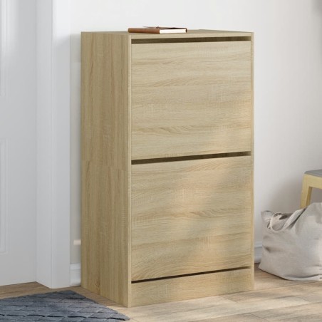 vidaXL Mueble zapatero 2 cajones abatibles roble Sonoma 60x42x108 cm