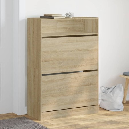 vidaXL Mueble zapatero 2 cajones abatibles roble Sonoma 80x34x116 cm