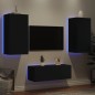 vidaXL Muebles de TV de pared con LED 4 pzas madera ingeniería negro