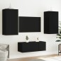 vidaXL Muebles de TV de pared con LED 4 pzas madera ingeniería negro