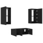 vidaXL Muebles de TV de pared con LED 4 pzas madera ingeniería negro