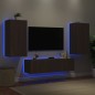 vidaXL Muebles TV pared con LED 4 pzas madera ingeniería marrón roble