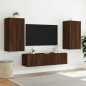 vidaXL Muebles TV pared con LED 4 pzas madera ingeniería marrón roble