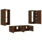 vidaXL Muebles TV pared con LED 4 pzas madera ingeniería marrón roble