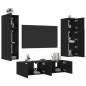 vidaXL Muebles de TV de pared con LED 6 pzas madera ingeniería negro vidaXL Muebles de TV de pared con LED 6 pzas madera ingeniería negro