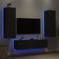 vidaXL Muebles de TV de pared con LED 6 pzas madera ingeniería negro vidaXL Muebles de TV de pared con LED 6 pzas madera ingeniería negro