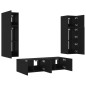 vidaXL Muebles de TV de pared con LED 6 pzas madera ingeniería negro vidaXL Muebles de TV de pared con LED 6 pzas madera ingeniería negro