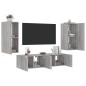 vidaXL Muebles TV pared con LED 4 pzas madera ingeniería gris Sonoma