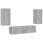 vidaXL Muebles TV pared con LED 4 pzas madera ingeniería gris Sonoma