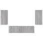 vidaXL Muebles TV pared con LED 4 pzas madera ingeniería gris Sonoma