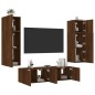 vidaXL Muebles TV pared con LED 6 pzas madera ingeniería marrón roble vidaXL Muebles TV pared con LED 6 pzas madera ingeniería marrón roble