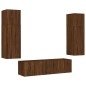 vidaXL Muebles TV pared con LED 6 pzas madera ingeniería marrón roble vidaXL Muebles TV pared con LED 6 pzas madera ingeniería marrón roble