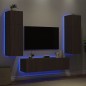 vidaXL Muebles TV pared con LED 6 pzas madera ingeniería marrón roble vidaXL Muebles TV pared con LED 6 pzas madera ingeniería marrón roble