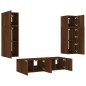 vidaXL Muebles TV pared con LED 6 pzas madera ingeniería marrón roble vidaXL Muebles TV pared con LED 6 pzas madera ingeniería marrón roble
