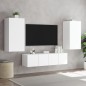vidaXL Muebles de TV de pared con LED 4 pzas madera ingeniería blanco
