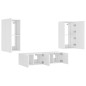 vidaXL Muebles de TV de pared con LED 4 pzas madera ingeniería blanco
