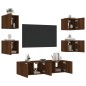 vidaXL Muebles TV pared con LED 6 pzas madera ingeniería marrón roble vidaXL Muebles TV pared con LED 6 pzas madera ingeniería marrón roble