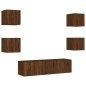 vidaXL Muebles TV pared con LED 6 pzas madera ingeniería marrón roble vidaXL Muebles TV pared con LED 6 pzas madera ingeniería marrón roble