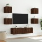 vidaXL Muebles TV pared con LED 6 pzas madera ingeniería marrón roble vidaXL Muebles TV pared con LED 6 pzas madera ingeniería marrón roble