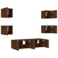 vidaXL Muebles TV pared con LED 6 pzas madera ingeniería marrón roble vidaXL Muebles TV pared con LED 6 pzas madera ingeniería marrón roble