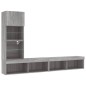 vidaXL Muebles TV pared con LED 4 pzas madera ingeniería gris Sonoma vidaXL Muebles TV pared con LED 4 pzas madera ingeniería gris Sonoma