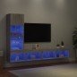 vidaXL Muebles TV pared con LED 4 pzas madera ingeniería gris Sonoma vidaXL Muebles TV pared con LED 4 pzas madera ingeniería gris Sonoma