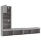 vidaXL Muebles TV pared con LED 4 pzas madera ingeniería gris Sonoma vidaXL Muebles TV pared con LED 4 pzas madera ingeniería gris Sonoma