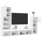 vidaXL Muebles de TV de pared con LED 4 pzas madera ingeniería blanco