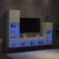 vidaXL Muebles de TV de pared con LED 4 pzas madera ingeniería blanco