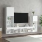 vidaXL Muebles de TV de pared con LED 4 pzas madera ingeniería blanco