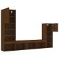 vidaXL Muebles TV pared con LED 4 pzas madera ingeniería marrón roble