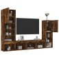 vidaXL Muebles TV pared con LED 4 pzas madera ingeniería roble ahumado vidaXL Muebles TV pared con LED 4 pzas madera ingeniería roble ahumado