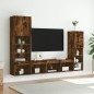 vidaXL Muebles TV pared con LED 4 pzas madera ingeniería roble ahumado vidaXL Muebles TV pared con LED 4 pzas madera ingeniería roble ahumado