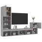 vidaXL Muebles TV pared con LED 4 pzas madera ingeniería gris Sonoma vidaXL Muebles TV pared con LED 4 pzas madera ingeniería gris Sonoma