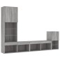 vidaXL Muebles TV pared con LED 4 pzas madera ingeniería gris Sonoma vidaXL Muebles TV pared con LED 4 pzas madera ingeniería gris Sonoma