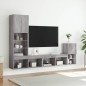 vidaXL Muebles TV pared con LED 4 pzas madera ingeniería gris Sonoma vidaXL Muebles TV pared con LED 4 pzas madera ingeniería gris Sonoma