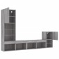vidaXL Muebles TV pared con LED 4 pzas madera ingeniería gris Sonoma vidaXL Muebles TV pared con LED 4 pzas madera ingeniería gris Sonoma