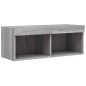 vidaXL Muebles TV pared con LED 4 pzas madera ingeniería gris Sonoma vidaXL Muebles TV pared con LED 4 pzas madera ingeniería gris Sonoma