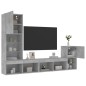 vidaXL Muebles TV pared con LED 4 pzas madera ingeniería gris hormigón vidaXL Muebles TV pared con LED 4 pzas madera ingeniería gris hormigón