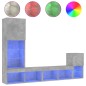 vidaXL Muebles TV pared con LED 4 pzas madera ingeniería gris hormigón vidaXL Muebles TV pared con LED 4 pzas madera ingeniería gris hormigón