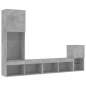 vidaXL Muebles TV pared con LED 4 pzas madera ingeniería gris hormigón vidaXL Muebles TV pared con LED 4 pzas madera ingeniería gris hormigón