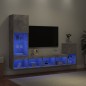 vidaXL Muebles TV pared con LED 4 pzas madera ingeniería gris hormigón vidaXL Muebles TV pared con LED 4 pzas madera ingeniería gris hormigón