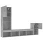 vidaXL Muebles TV pared con LED 4 pzas madera ingeniería gris hormigón vidaXL Muebles TV pared con LED 4 pzas madera ingeniería gris hormigón