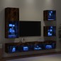 vidaXL Muebles TV pared con LED 5 pzas madera ingeniería roble ahumado