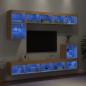 vidaXL Muebles TV pared con LED 8 pzas madera ingeniería roble Sonoma