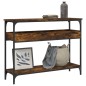 vidaXL Mesa consola estante madera ingeniería roble humo 100x29x75 cm vidaXL Mesa consola estante madera ingeniería roble humo 100x29x75 cm