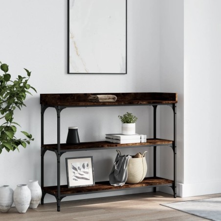 vidaXL Mesa consola con estantes roble ahumado 100x30x80 cm