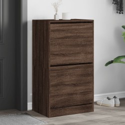 vidaXL Mueble zapatero 2 cajones abatibles marrón roble 60x42x108 cm