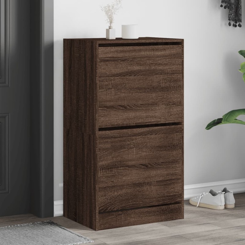 vidaXL Mueble zapatero 2 cajones abatibles marrón roble 60x42x108 cm vidaXL Mueble zapatero 2 cajones abatibles marrón roble 60x42x108 cm